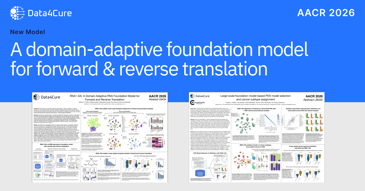 Data4Cure presents a foundation model for forward and reverse translation at AACR 2026